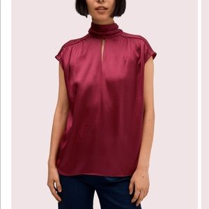 Satin tie neck top
